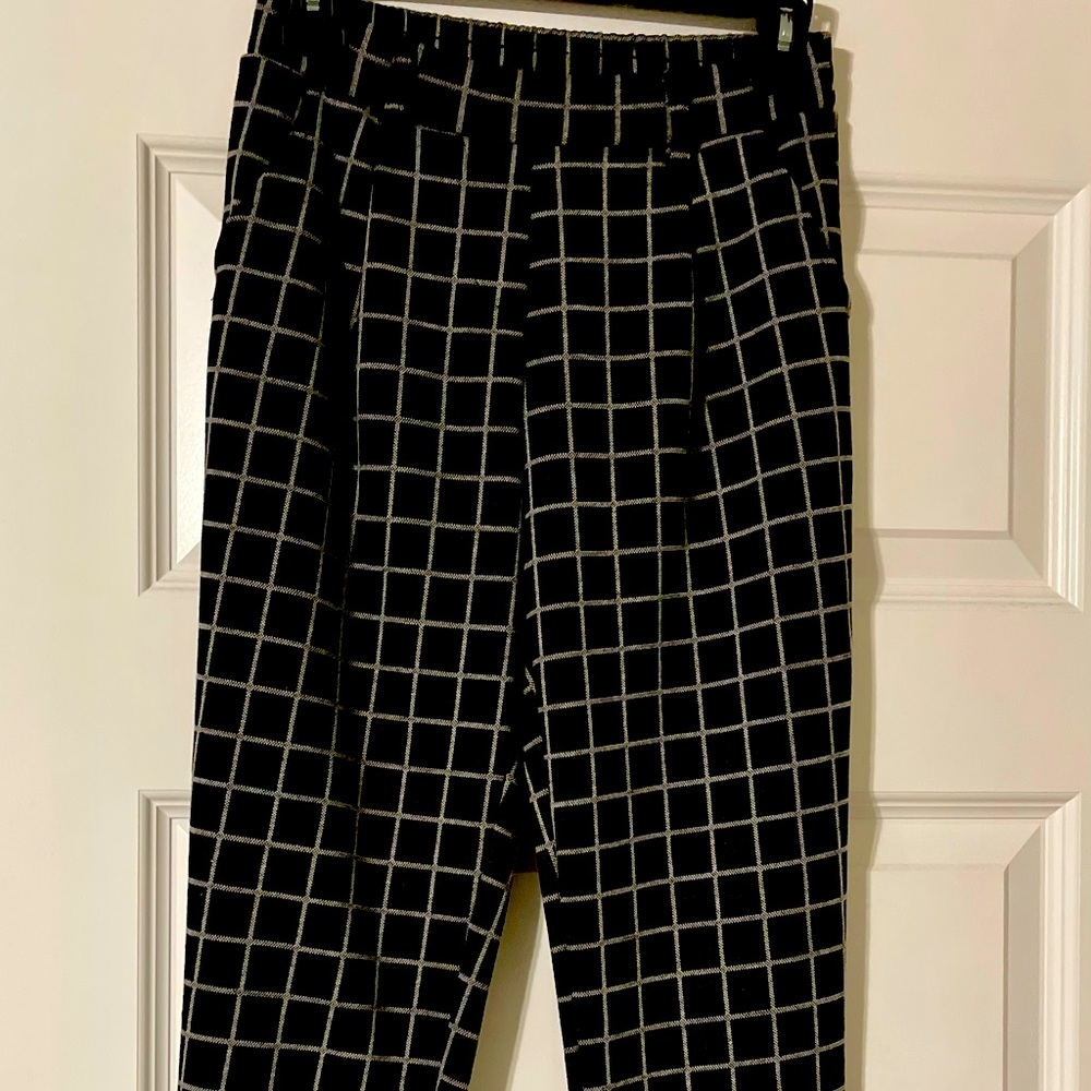 Black and White Plaid Dress Pants
